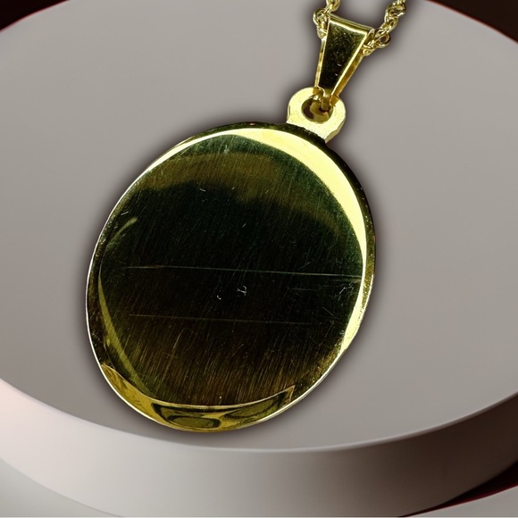 NEW Antique Vintage Yellow Gold-Plated Stainless Steel Savior Medallion Necklace - Picture 5 of 15